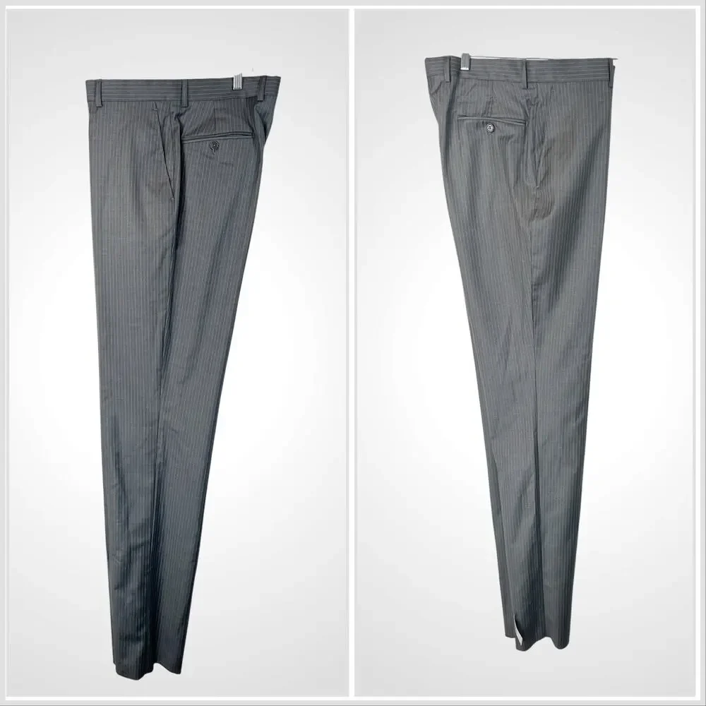 New Jos A Bank Signature Gold 40-42L 33x30 Tailored Fit Gray Pinstripe Note